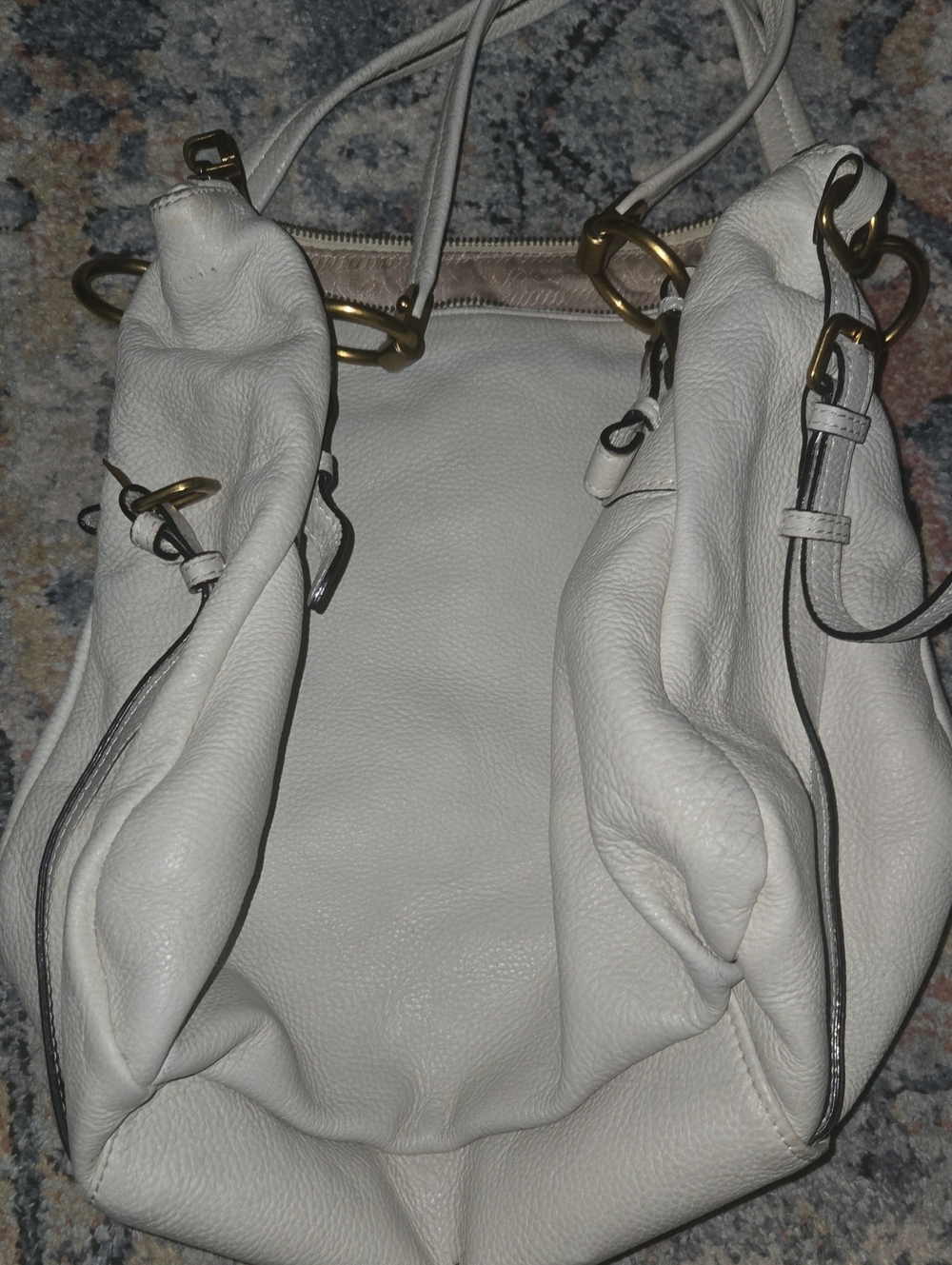 Prada Cream Leather Shoulder Bag with Gold-Tone Hardware - Picture 3 of 16